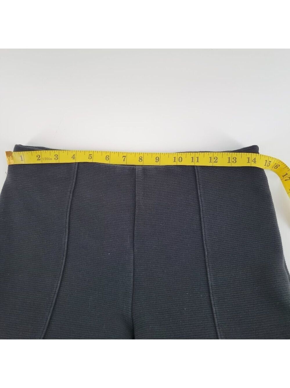 Ann Taylor Ribbed Ponte Knit Pants Black Side Zip Button Cuff Detail Size 4 - Picture 12 of 13